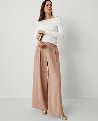 Ann Taylor Studio Collection Silk Palazzo Pant Toffee Tan Women's