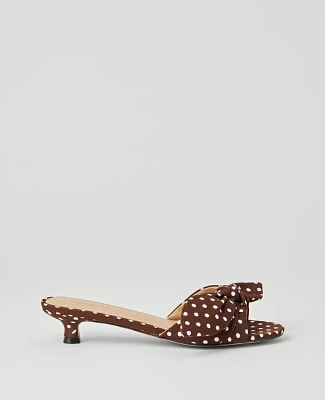 Ann Taylor Bow Kitten Heel Sandals Dark Chocolate Women's