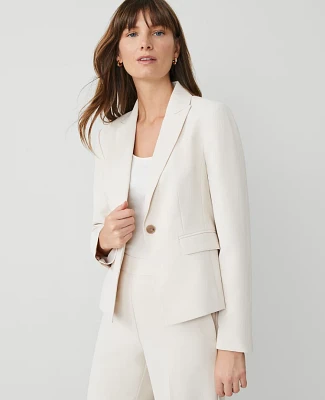 Ann Taylor The Petite Shorter One Button Blazer Fluid Crepe Ivory Whisper Women's