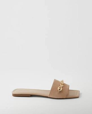Ann Taylor Chain Suede Slide Sandals Women's