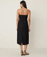 Ann Taylor Petite Strapless Linen Blend Midi Dress Black Women's