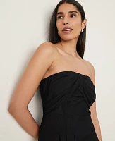 Ann Taylor Petite Strapless Linen Blend Midi Dress Black Women's