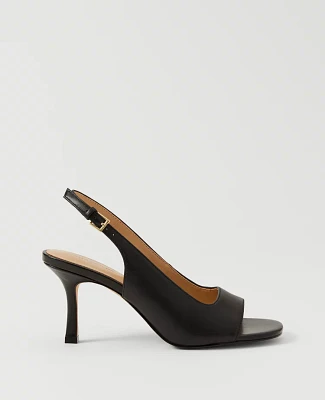 Ann Taylor Leather Square Toe Slingback Sandals Women's