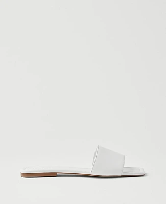 Ann Taylor Leather Single Strap Slide Sandals White Women's