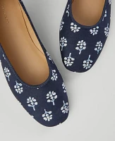 Ann Taylor Weekend Collection Floral Ballet Flats Night Sky Women's