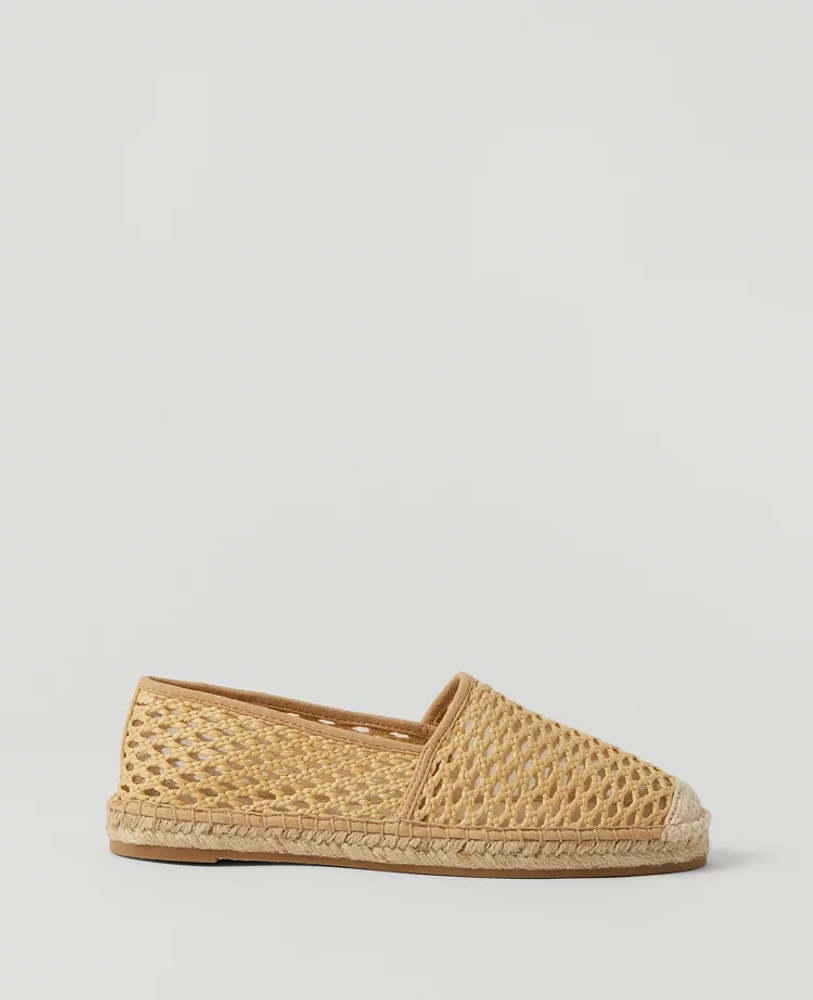 Ann Taylor Weekend Collection Espadrille Slide Sandals Natural Women's