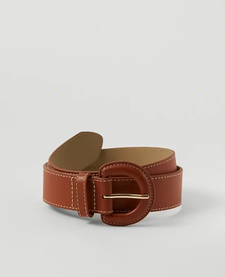 Ann Taylor Leather Wrapped Buckle Belt Midnight Mahogany Women's
