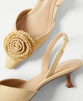 Ann Taylor Raffia Flower Slingback Pumps Natural Women's
