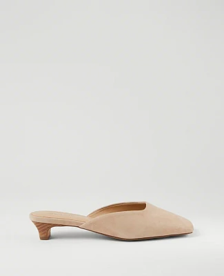 Ann Taylor Suede Kitten Heel Mule Pumps Light Sand Women's