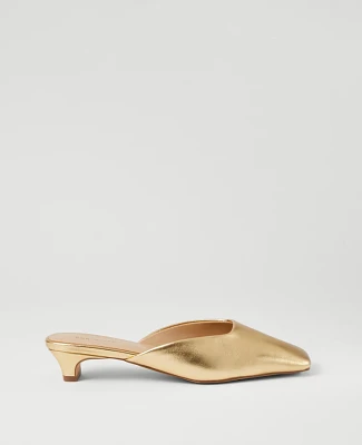 Ann Taylor Metallic Kitten Heel Mule Pumps Gold Women's