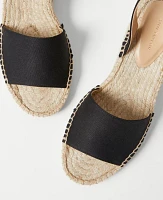 Ann Taylor Canvas Lace-Up Espadrille Wedge Sandals Black Women's