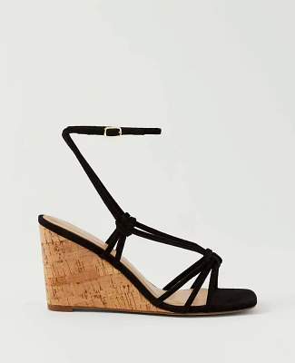 Ann Taylor Suede Lace-Up Espadrille Wedge Sandals Women's