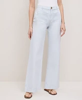 Ann Taylor The Petite Patch Pocket Wide-Leg Jean Size 16 Washed Blue Women's