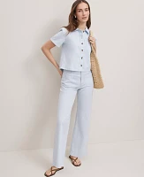 Ann Taylor The Petite Patch Pocket Wide-Leg Jean Size 16 Washed Blue Women's