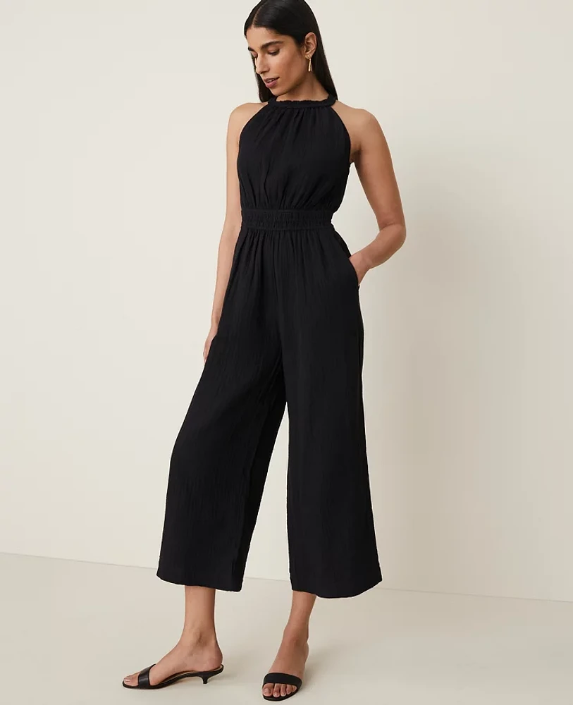 Ann Taylor Petite Halter Jumpsuit Size 16 Black Women's