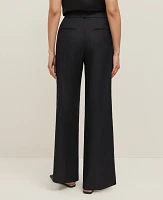 Ann Taylor The Petite Wide Leg Pant Linen Blend — Curvy Fit Black Women's