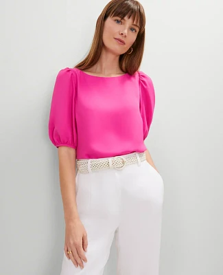 Ann Taylor Boatneck Popover Top Rose Violet Women's