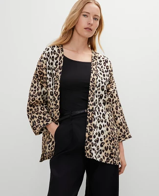 Ann Taylor Animal Print Kimono Brown Multi Women's