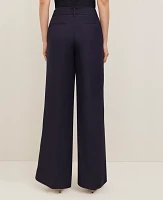 Ann Taylor The Petite Belted Wide-Leg Pant Linen Blend — Curvy Fit Night Sky Women's