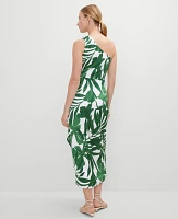 Ann Taylor Satin One Shoulder Midi Dress Leafy Green Women's