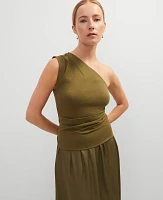 Ann Taylor Ruched One Shoulder Top Women's