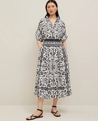 Ann Taylor Petite Tiled Satin Button Dress Black Women's