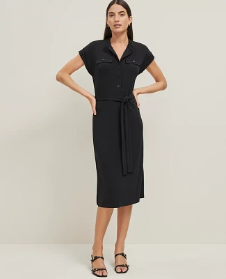 Ann Taylor Petite Belted Knit Shirtdress Women's