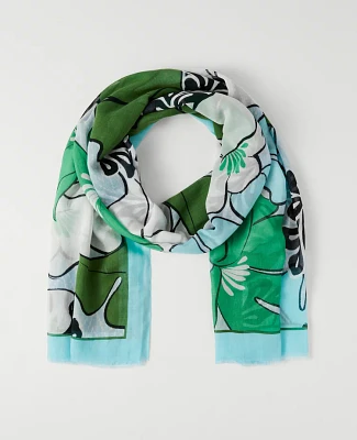Ann Taylor Floral Scarf Natural Green Women's