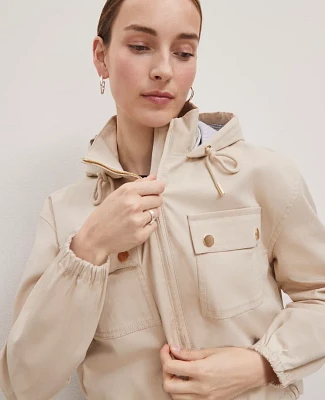 Ann Taylor Petite Weekend Collection Windbreaker Jacket Soft Khaki Women's