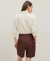 Ann Taylor The Petite Long Short Linen Blend Rich Walnut Women's