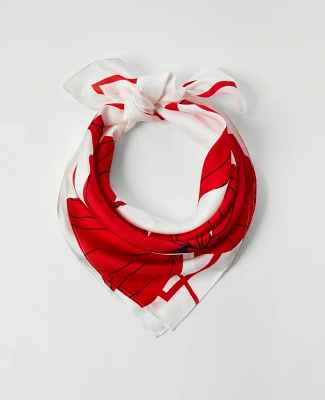 Ann Taylor Floral Silk Square Scarf Winter White Women's