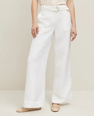 Ann Taylor The Belted Wide-Leg Pant Linen Blend — Curvy Fit Women's