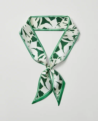 Ann Taylor Skinny Silk Scarf Leafy Green Women's