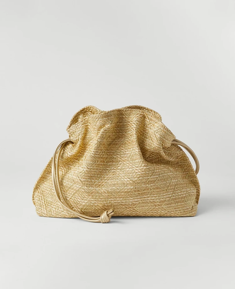 Ann Taylor Metallic Drawstring Clutch Bag Gold Women's