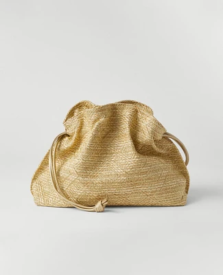 Ann Taylor Metallic Drawstring Clutch Bag Gold Women's