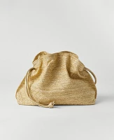 Ann Taylor Metallic Drawstring Clutch Bag Gold Women's