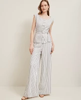 Ann Taylor The Side-Zip Wide-Leg Pant in Twill Size 12 White Women's