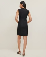 Ann Taylor The Petite Square Neck Shift Dress Linen Blend Black Women's