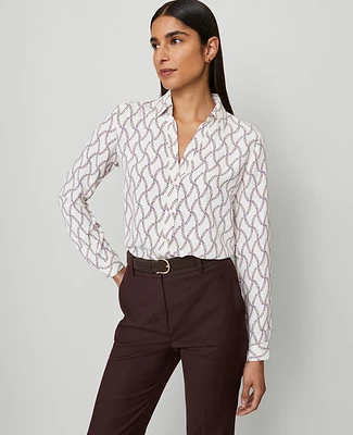 Ann Taylor Floral Essential Shirt Winter White Women's
