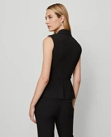 Ann Taylor Belted Double-Breasted Vest Seasonless Stretch Core Black Women's