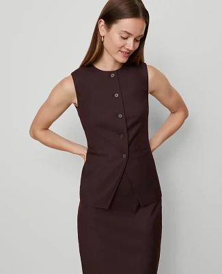 Ann Taylor The Long Crew Neck Vest Classic Burgundy Women's