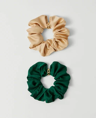 Ann Taylor Silk Scrunchie Set Leafy Green Women's