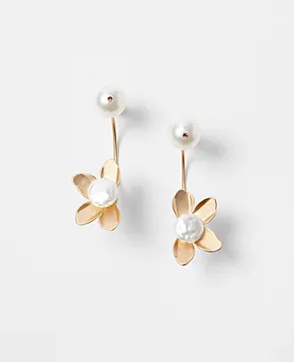 Ann Taylor Pearlized Floral Drop Earrings