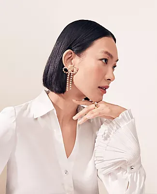 Ann Taylor Crystal Bow Statement Earrings