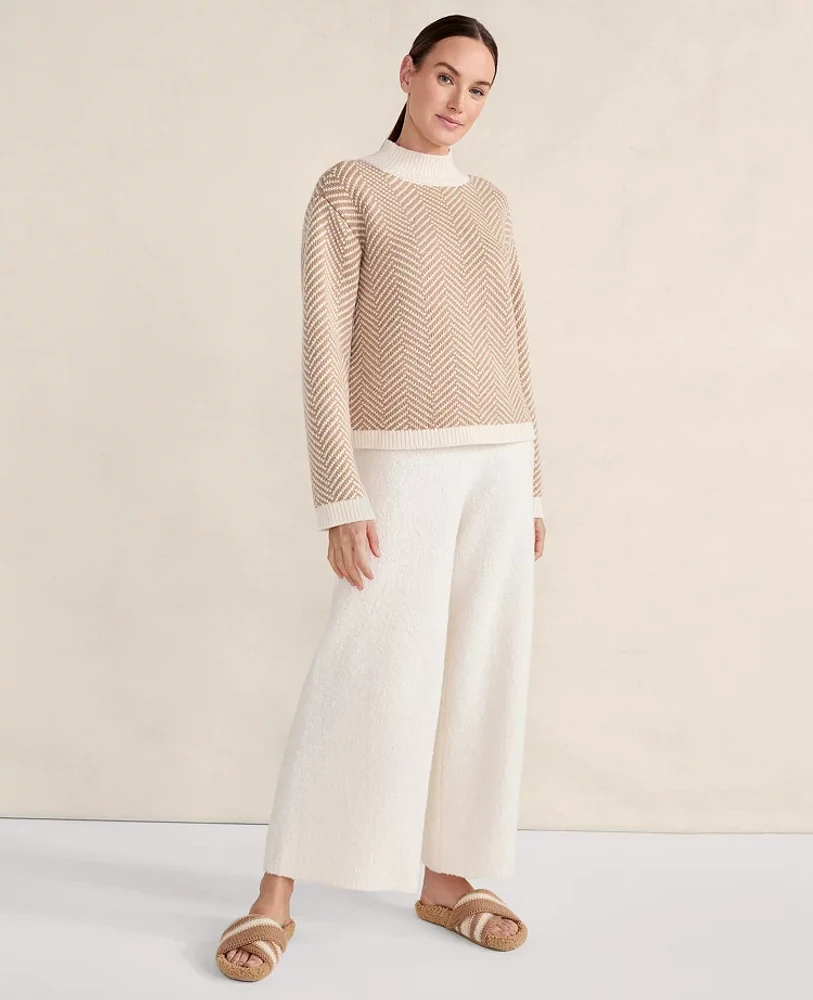 Ann Taylor Haven Well Within Merino Cashmere Herringbone Mock Neck Sweater Anise Women's