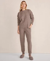 Ann Taylor Haven Well Within Organic Cotton Blend Cable Sweater Forest Branch Women's