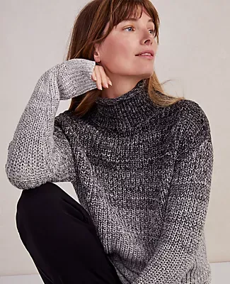 Ann Taylor Haven Well Within Organic Cotton Blend Marled Roll Neck Sweater