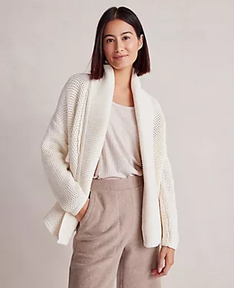 Ann Taylor Haven Well Within Organic Cotton Honeycomb Shawl Cardigan