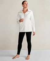 Ann Taylor Haven Well Within Balance Organic Cotton Ottoman Half-Zip Size XS Ivory Women's