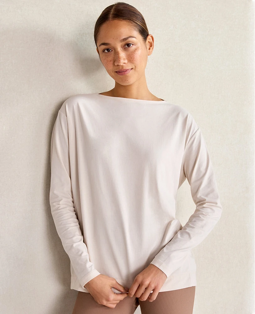 Ann Taylor Haven Well Within Balance Organic Cotton Boatneck T-Shirt Crystal Grey Women's